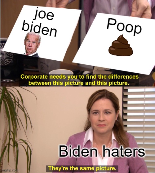 They're The Same Picture Meme | joe biden; Poop; Biden haters | image tagged in memes,they're the same picture | made w/ Imgflip meme maker