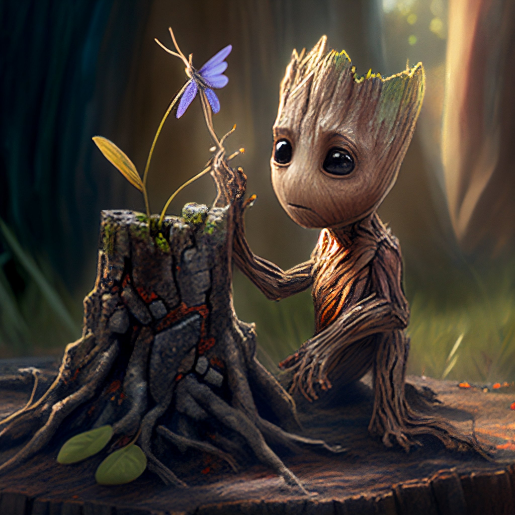 High Quality smolgroot plays with butterfly Blank Meme Template