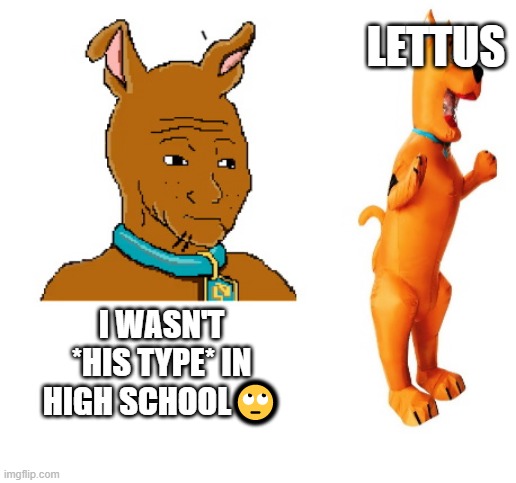lettus | LETTUS; I WASN'T *HIS TYPE* IN HIGH SCHOOL🙄 | image tagged in velma,scooby doo,fat | made w/ Imgflip meme maker