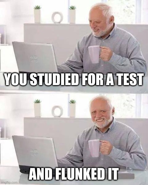 Hide the Pain Harold Meme | YOU STUDIED FOR A TEST; AND FLUNKED IT | image tagged in memes,hide the pain harold | made w/ Imgflip meme maker