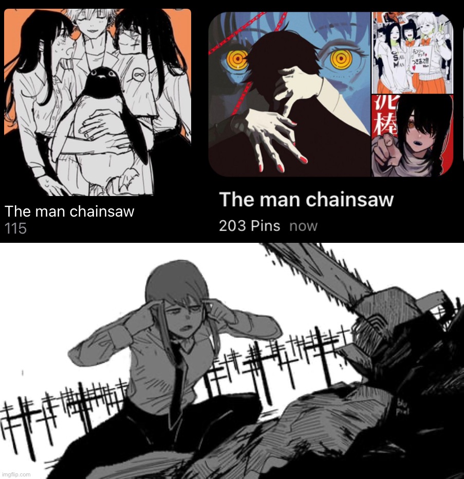 I have way to much chainsaw man pics saved | image tagged in think denji think | made w/ Imgflip meme maker