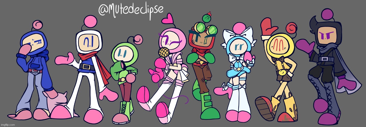 The Bomberman Bros but with a new design (art by Mutedeclipse) | made w/ Imgflip meme maker