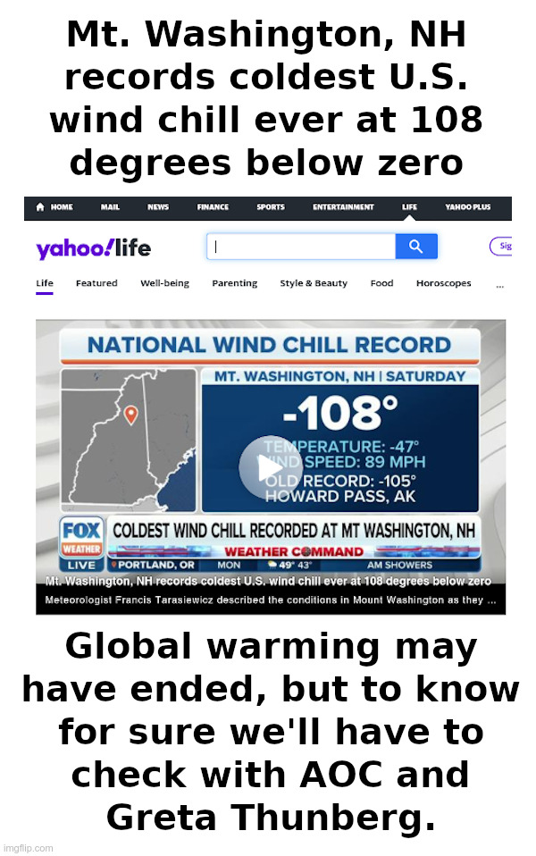 Global Warming May Be Over? | image tagged in global warming,fanatics,aoc,greta thunberg how dare you | made w/ Imgflip meme maker