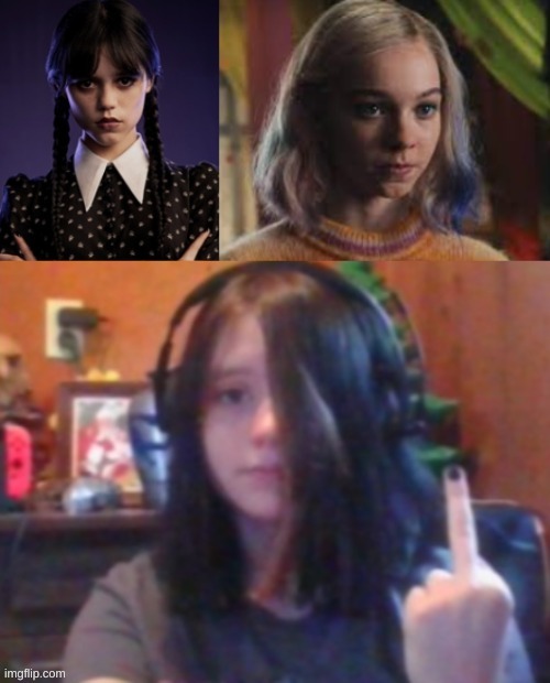 Kit looks like Wednesday and Enid in one person | made w/ Imgflip meme maker