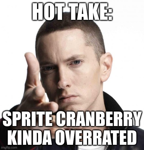 Eminem video game logic | HOT TAKE:; SPRITE CRANBERRY KINDA OVERRATED | image tagged in eminem video game logic | made w/ Imgflip meme maker