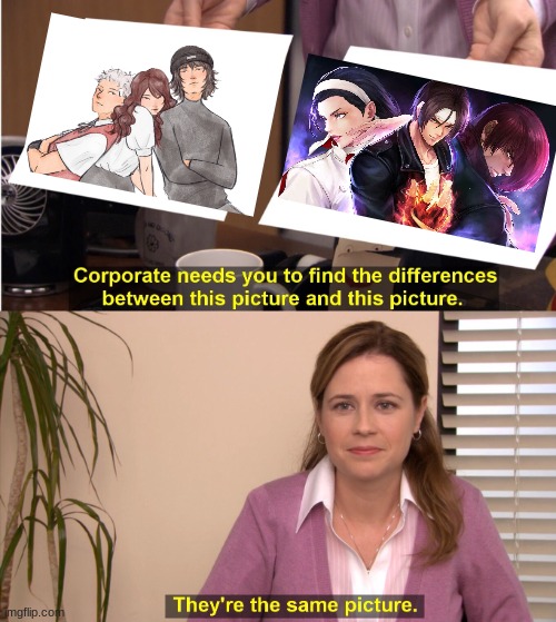 Different teams, same energy | image tagged in memes,they're the same picture,king of fighters,kof,persona 3 | made w/ Imgflip meme maker
