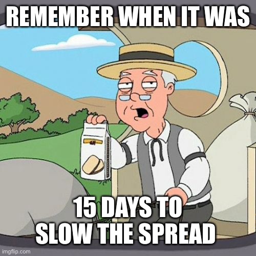 Pepperidge Farm Remembers Meme | REMEMBER WHEN IT WAS 15 DAYS TO SLOW THE SPREAD | image tagged in memes,pepperidge farm remembers | made w/ Imgflip meme maker