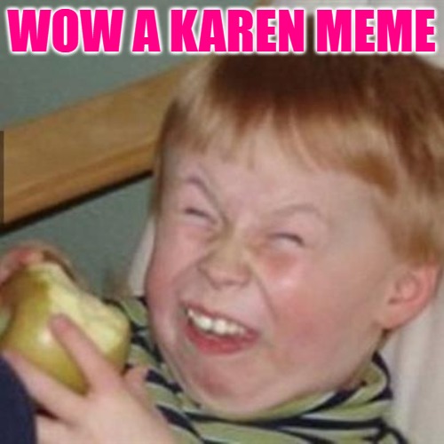 laughing kid | WOW A KAREN MEME | image tagged in laughing kid | made w/ Imgflip meme maker