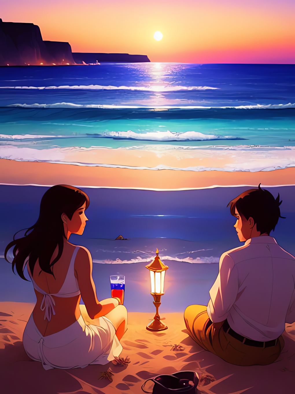 High Quality Romantic beach setting Blank Meme Template
