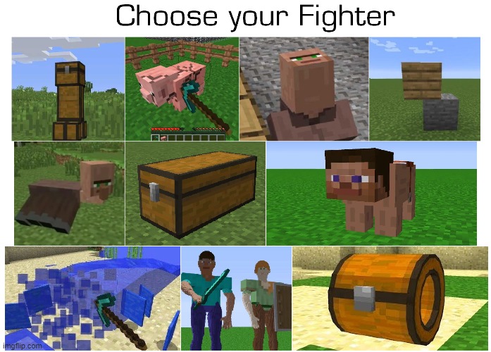 Choose Your cursed minecraft fighter | image tagged in cursed image | made w/ Imgflip meme maker