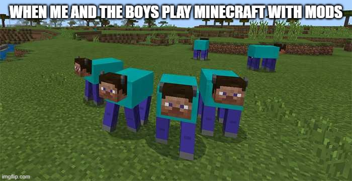 me and the boys | WHEN ME AND THE BOYS PLAY MINECRAFT WITH MODS | image tagged in me and the boys | made w/ Imgflip meme maker