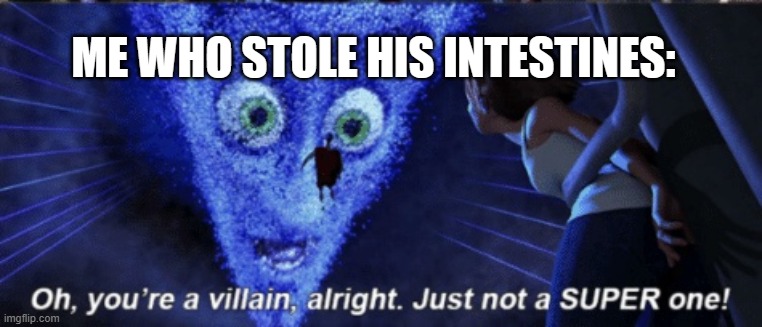 Megamind you’re a villain alright | ME WHO STOLE HIS INTESTINES: | image tagged in megamind you re a villain alright | made w/ Imgflip meme maker
