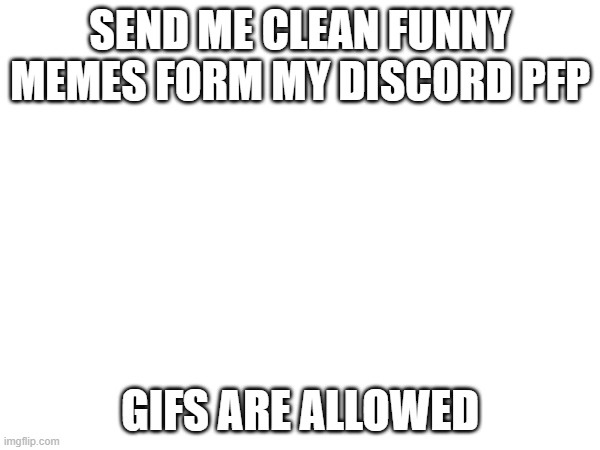 SEND ME CLEAN FUNNY MEMES FORM MY DISCORD PFP; GIFS ARE ALLOWED | made w/ Imgflip meme maker