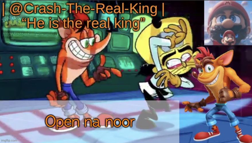 balls | Open na noor | image tagged in crash-the-real-king s announcement template | made w/ Imgflip meme maker