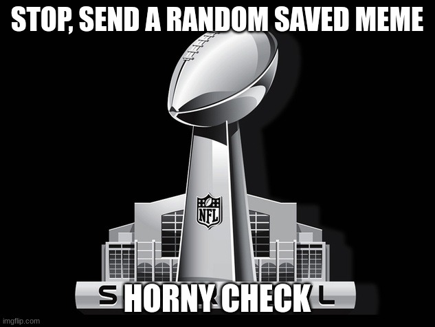 Super Bowl Deal | STOP, SEND A RANDOM SAVED MEME; HORNY CHECK | image tagged in super bowl deal | made w/ Imgflip meme maker