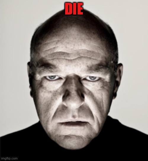 Dean Norris Mad | DIE | image tagged in dean norris mad | made w/ Imgflip meme maker