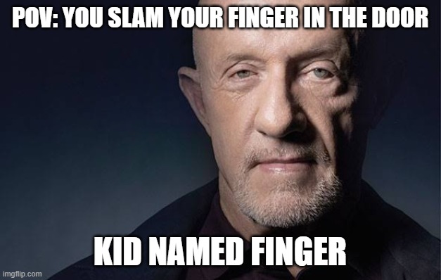 Slamed Finger | POV: YOU SLAM YOUR FINGER IN THE DOOR; KID NAMED FINGER | image tagged in kid named | made w/ Imgflip meme maker