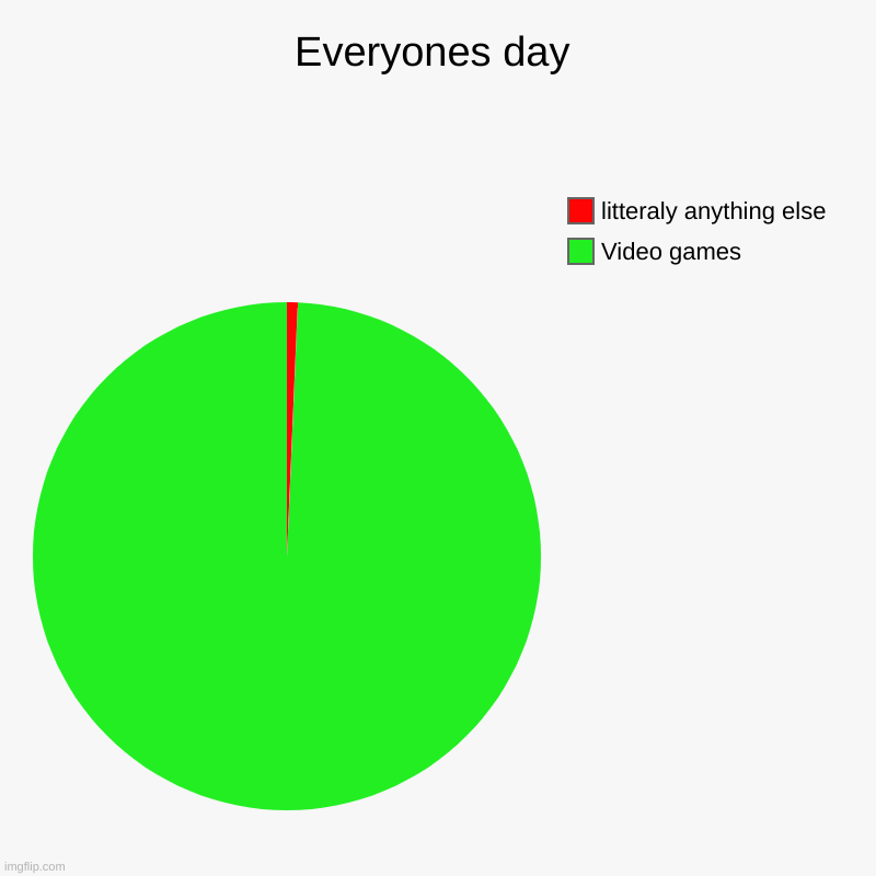 Everyones day | Video games, litteraly anything else | image tagged in charts,pie charts | made w/ Imgflip chart maker