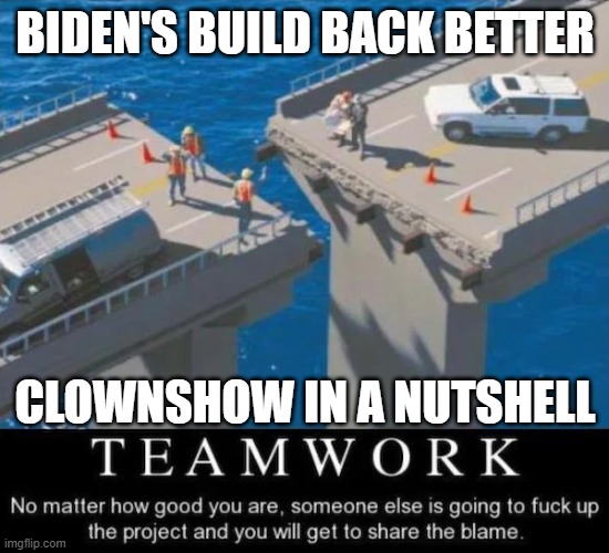 Build Back Better | BIDEN'S BUILD BACK BETTER; CLOWNSHOW IN A NUTSHELL | image tagged in build back better | made w/ Imgflip meme maker