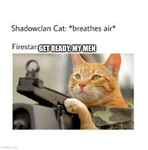 qwertyui | GET READY, MY MEN | image tagged in warrior cats,oh wow are you actually reading these tags,hehehe | made w/ Imgflip meme maker