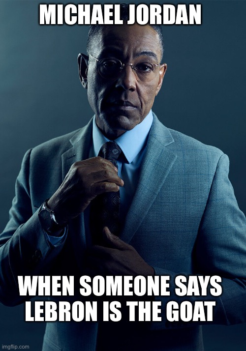 Gus Fring we are not the same | MICHAEL JORDAN; WHEN SOMEONE SAYS LEBRON IS THE GOAT | image tagged in gus fring we are not the same | made w/ Imgflip meme maker