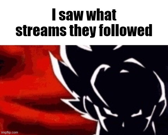 I saw what streams they followed | made w/ Imgflip meme maker