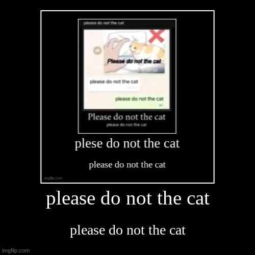 please do not the cat #2 | please do not the cat | please do not the cat | image tagged in funny,demotivationals,loop,fun,memes | made w/ Imgflip demotivational maker
