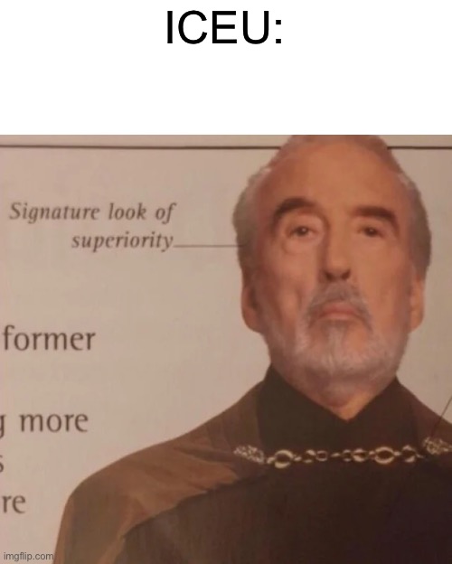 Signature Look of superiority | ICEU: | image tagged in signature look of superiority | made w/ Imgflip meme maker