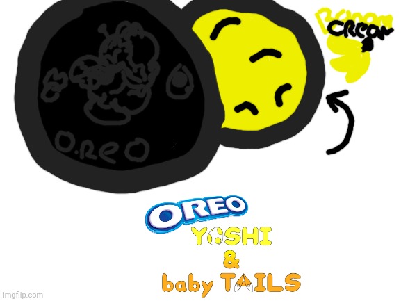 Oreo New Yoshi's Island × Baby Sonic the Hedgehog Characters with Banana Creme | image tagged in blank white template,oreo,yoshi's island,baby sonic the hedgehog,sonic the hedgehog | made w/ Imgflip meme maker