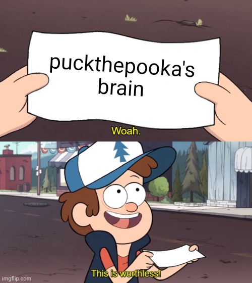 Woah this is worthless111!1!1!1!!1!111!!1!1!1!1!!1! | puckthepooka's brain | image tagged in this is worthless | made w/ Imgflip meme maker