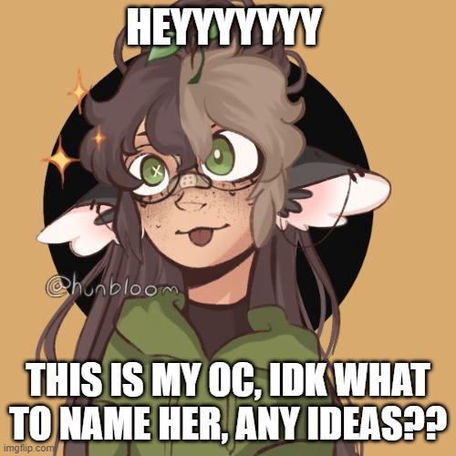 HEYYYYYYY; THIS IS MY OC, IDK WHAT TO NAME HER, ANY IDEAS?? | made w/ Imgflip meme maker