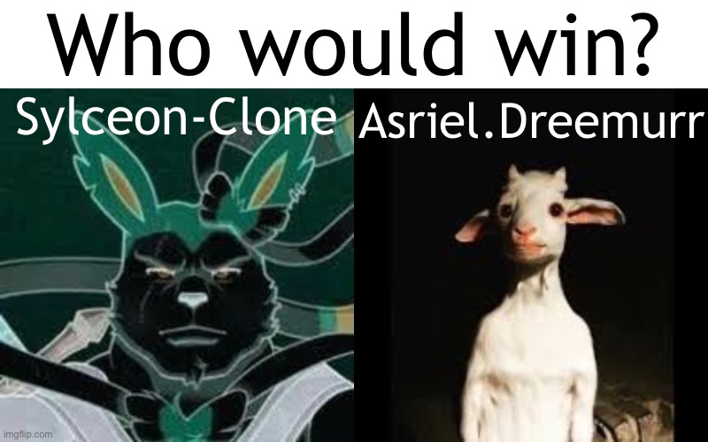 who would win | Who would win? Sylceon-Clone; Asriel.Dreemurr | image tagged in bruh,lol,why are you reading this | made w/ Imgflip meme maker