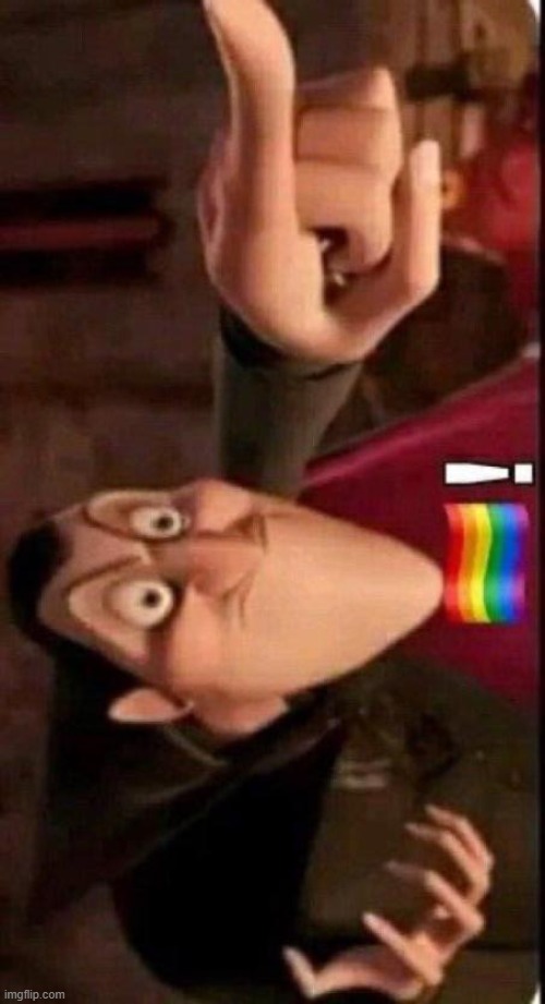 person above is gey | image tagged in dracula point | made w/ Imgflip meme maker