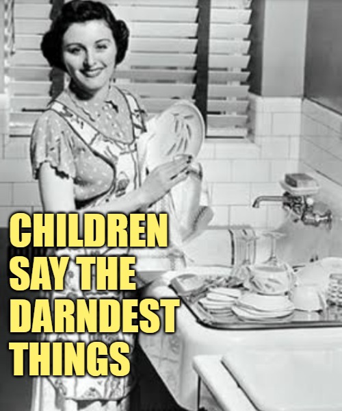 washing dishes | CHILDREN SAY THE DARNDEST THINGS | image tagged in washing dishes | made w/ Imgflip meme maker