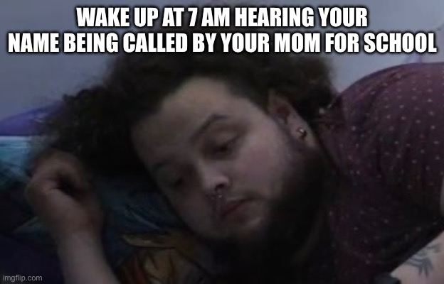 School man | WAKE UP AT 7 AM HEARING YOUR NAME BEING CALLED BY YOUR MOM FOR SCHOOL | image tagged in school,morning | made w/ Imgflip meme maker