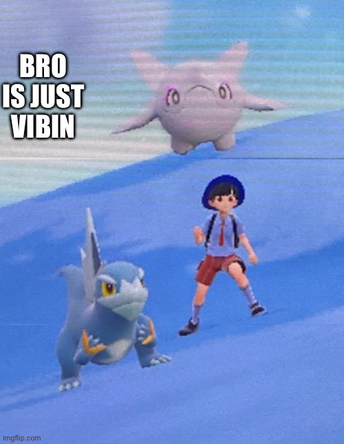 Pokémon when they see a trainer battle: (does the one in the background evolve?) | BRO IS JUST VIBIN | made w/ Imgflip meme maker