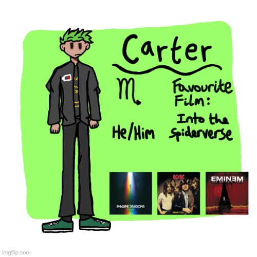 Carter has reentered the chat | image tagged in carter info sheet | made w/ Imgflip meme maker