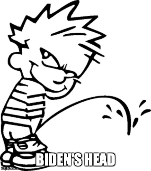 Peeing calvin | BIDEN'S HEAD | image tagged in peeing calvin | made w/ Imgflip meme maker