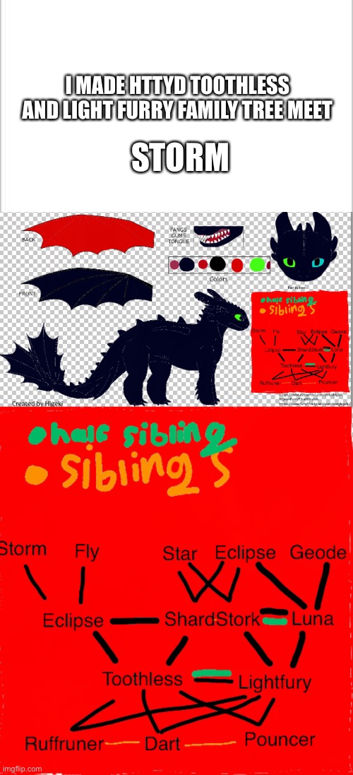 I MADE HTTYD TOOTHLESS AND LIGHT FURRY FAMILY TREE MEET; STORM | image tagged in white background,httyd,family tree | made w/ Imgflip meme maker