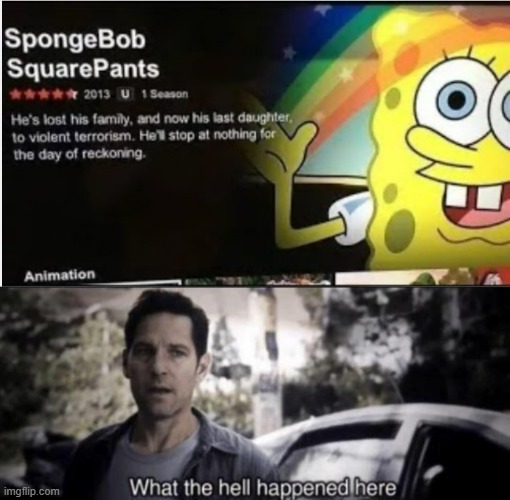 What have you done Netflix.WHAT HAVE YOU DONE!?!?!? | image tagged in what the hell happened here,spongebob | made w/ Imgflip meme maker