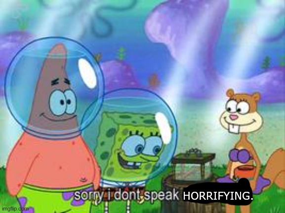 https://imgflip.com/memegenerator/440694338/Sorry-i-dont-speak-horrifying | image tagged in sorry i don't speak horrifying | made w/ Imgflip meme maker