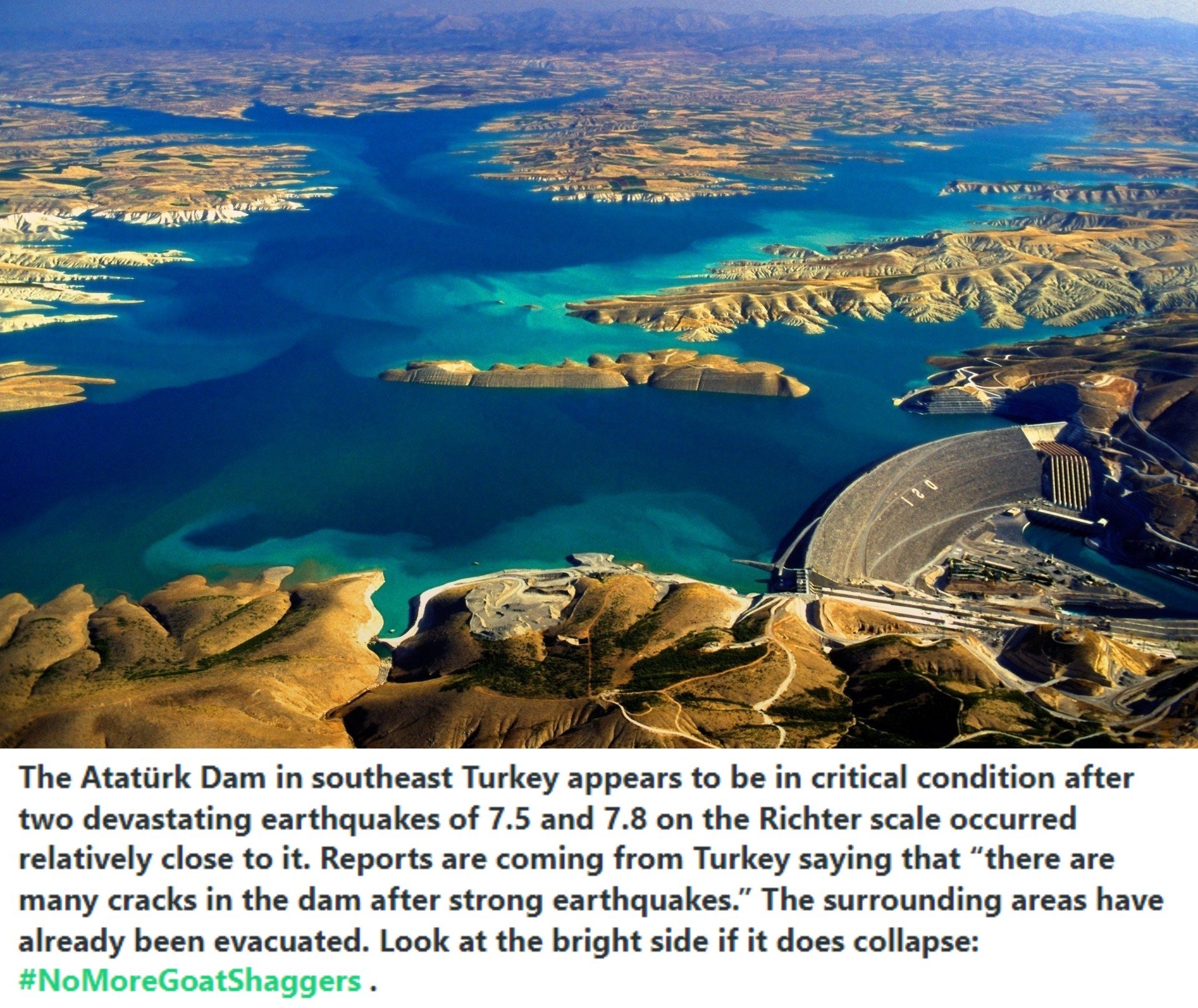 The Atatürk Dam in Southeast Turkey Appears to be in Critical Condition