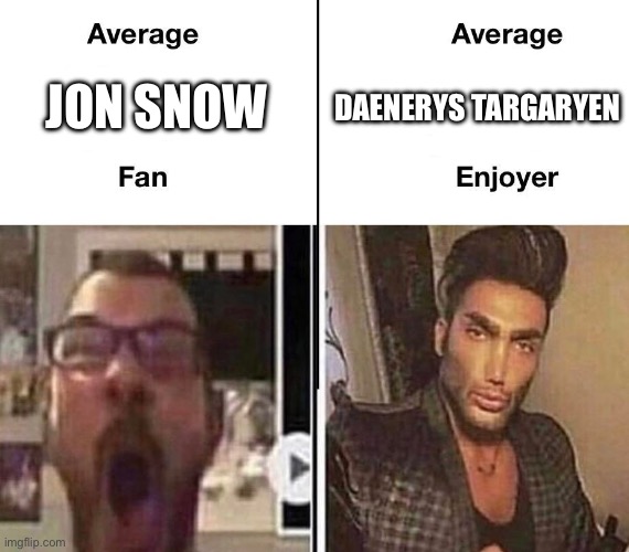 Go team Dany! | JON SNOW; DAENERYS TARGARYEN | image tagged in average fan vs average enjoyer | made w/ Imgflip meme maker