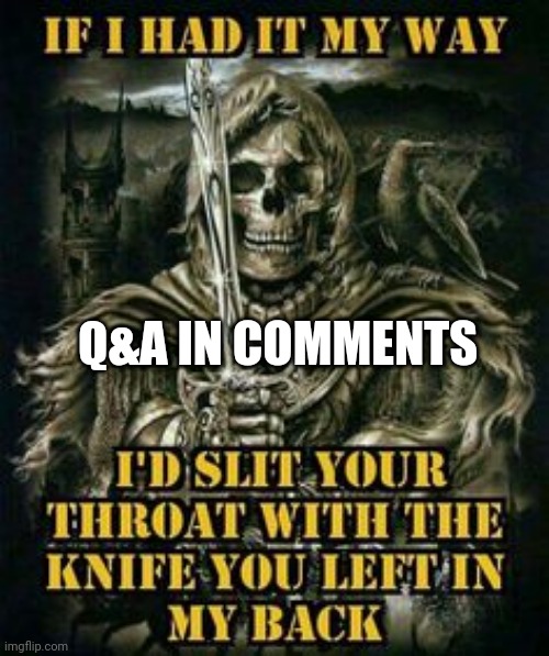 Am bored, so, Q&A | Q&A IN COMMENTS | image tagged in if i had it my way | made w/ Imgflip meme maker