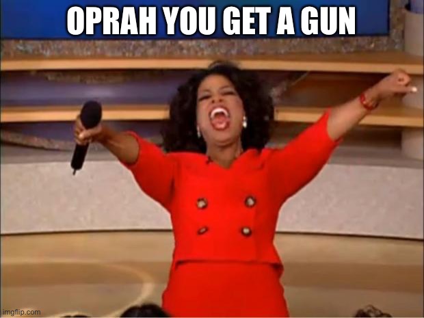 Oprah You Get A | OPRAH YOU GET A GUN | image tagged in memes,oprah you get a | made w/ Imgflip meme maker