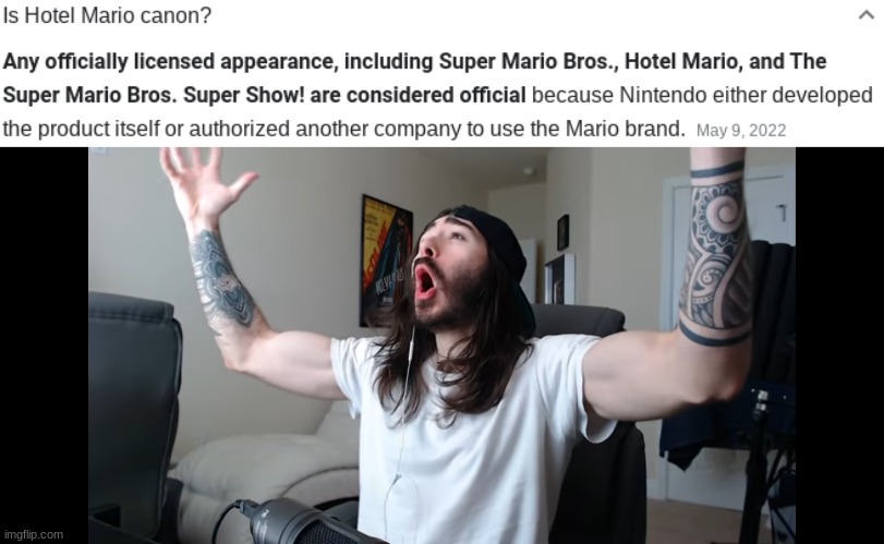 Hotel Mario is canon. HECK YEAH | image tagged in moist critikal screaming,hotel mario | made w/ Imgflip meme maker
