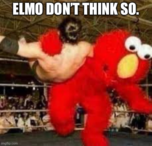 Wrestling Elmo | ELMO DON’T THINK SO. | image tagged in wrestling elmo | made w/ Imgflip meme maker