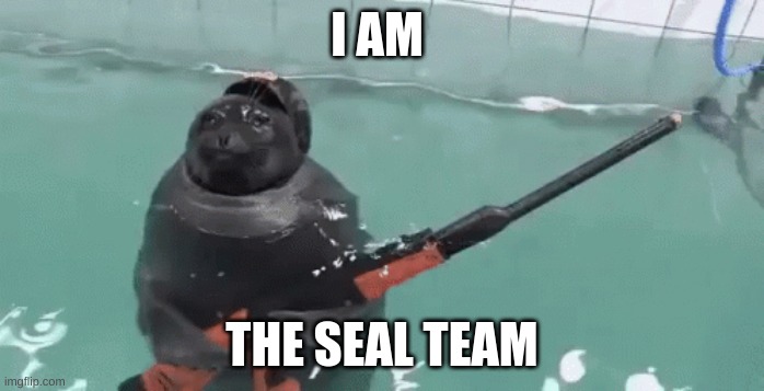 seal team | I AM; THE SEAL TEAM | image tagged in random | made w/ Imgflip meme maker