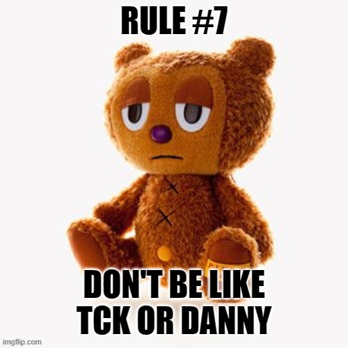 Pj plush | RULE #7; DON'T BE LIKE TCK OR DANNY | image tagged in pj plush | made w/ Imgflip meme maker