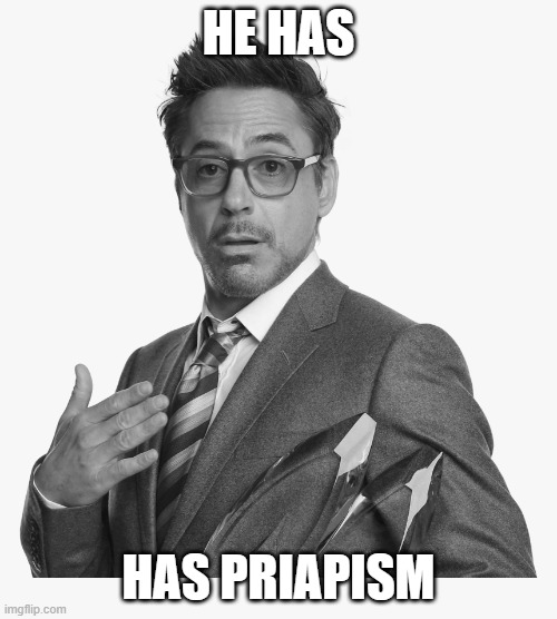 Stuff | HE HAS; HAS PRIAPISM | image tagged in stuff | made w/ Imgflip meme maker